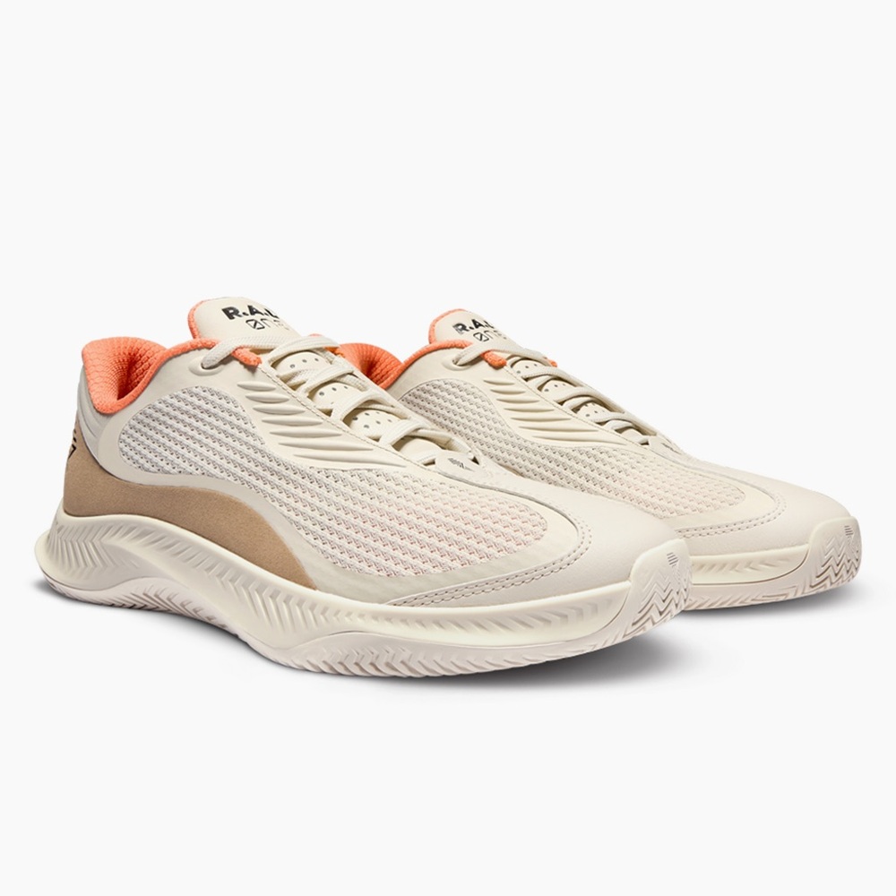 Cream Athletic Sneakers with Mesh Upper